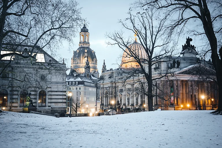 Winteraufnahme der Dresdner Altstadt